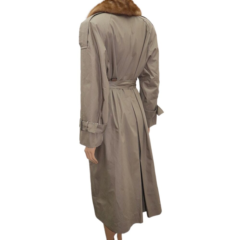 TIMELESS Vintage Classic Belted Trench Coat with Fur Collar L-XL - Picture 7 of 8